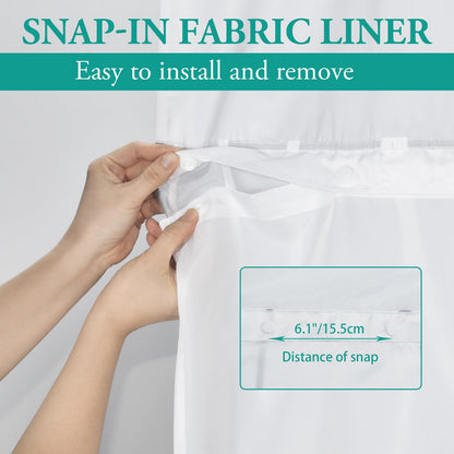 LXBNI No Hook Ombre Purple Striped Shower Curtain with Snap in Fabric Liner Set - Hotel Shower Curtain and Liner Set with See Through Mesh Top Window,Machine Washable, 71x74 INCH