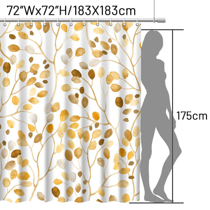 LXBNI Tan Shower Curtains for Bathroom,Boho Watercolor Fall Abstract Plant Flowers Leaves Bath Curtain,Modern Waterproof Shower Curtain with Plastic Hooks,72x72 Inches
