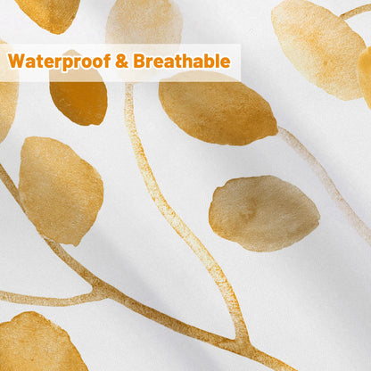 LXBNI Tan Shower Curtains for Bathroom,Boho Watercolor Fall Abstract Plant Flowers Leaves Bath Curtain,Modern Waterproof Shower Curtain with Plastic Hooks,72x72 Inches