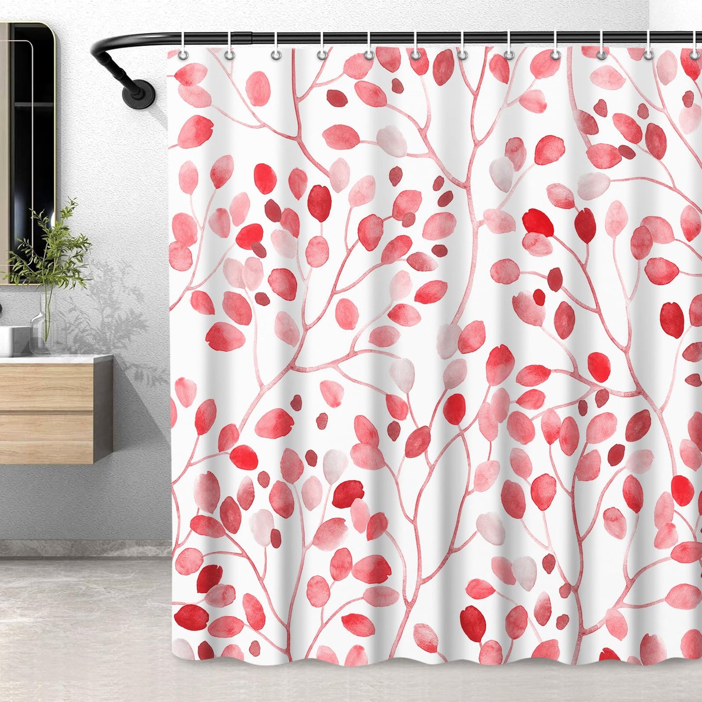 LXBNI Pink Shower Curtain, Boho Floral Shower Curtain for Bathroom, Waterproof Polyester Machine Washable Bath Curtain with Hooks,72 x 72 Inches